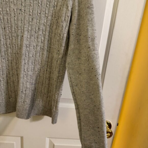 Talbots Gray Donegal Sweater Blue Speckled Neps Knit Pullover Rustic Cottagecore - Picture 7 of 8